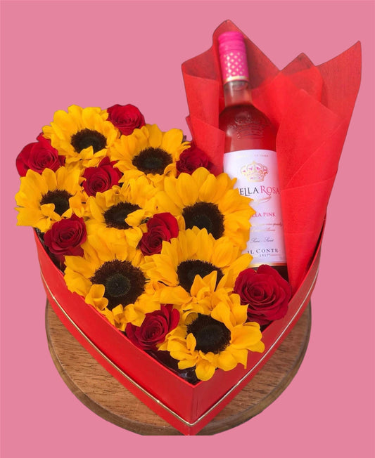 Sunflower Rose Wine Heart